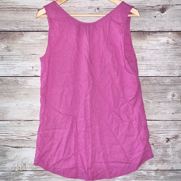 Eddie Bauer Viscose Linen Sleeveless Bubblegum Top Blouse Medium Tall - Picture 4 of 5